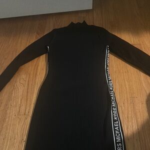 MICHAEL Michael Kors Black Mock Neck Bodycon Midi Dress